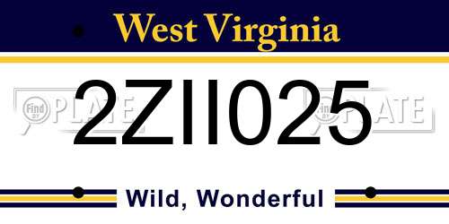 2ZII025 West Virginia License Plate