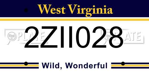 2ZII028 West Virginia License Plate