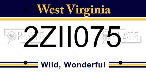 2ZII075 West Virginia License Plate