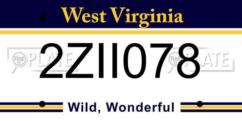 2ZII078 West Virginia License Plate