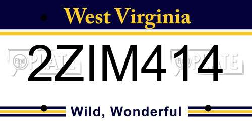 2ZIM414 West Virginia License Plate