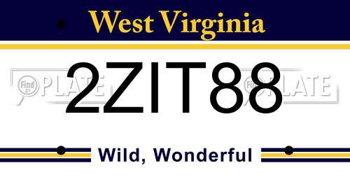 2ZIT88 West Virginia License Plate