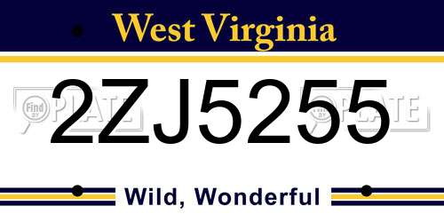 2ZJ5255 West Virginia License Plate