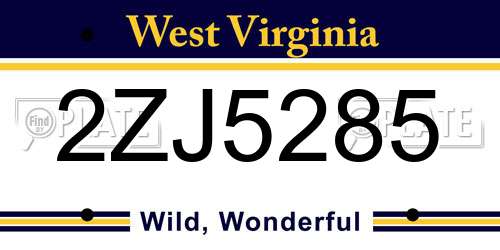 2ZJ5285 West Virginia License Plate