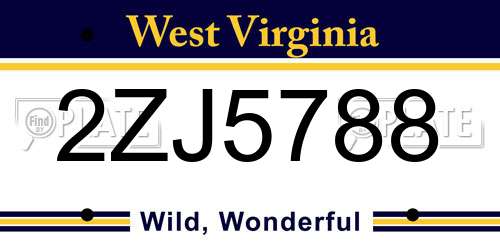 2ZJ5788 West Virginia License Plate