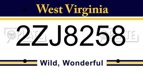 2ZJ8258 West Virginia License Plate