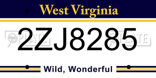 2ZJ8285 West Virginia License Plate