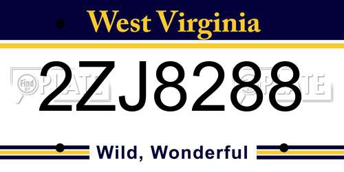 2ZJ8288 West Virginia License Plate