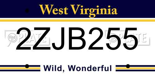 2ZJB255 West Virginia License Plate
