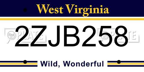 2ZJB258 West Virginia License Plate