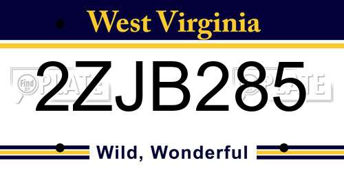 2ZJB285 West Virginia License Plate