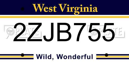 2ZJB755 West Virginia License Plate