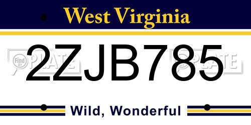 2ZJB785 West Virginia License Plate
