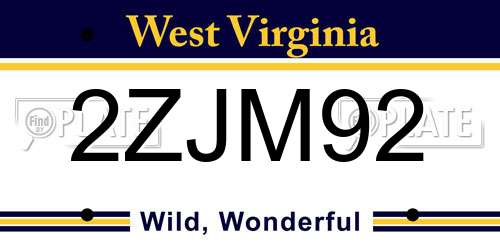2ZJM92 West Virginia License Plate