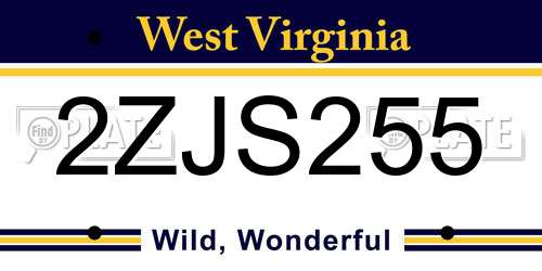 2ZJS255 West Virginia License Plate