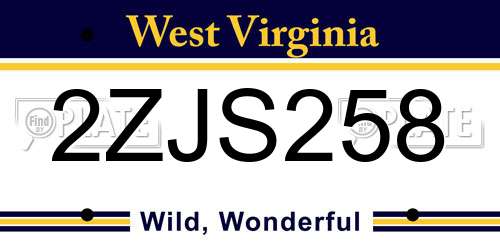 2ZJS258 West Virginia License Plate
