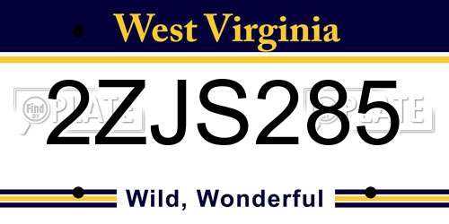2ZJS285 West Virginia License Plate