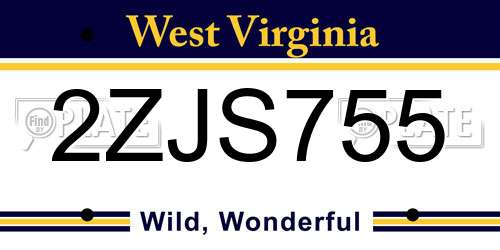 2ZJS755 West Virginia License Plate