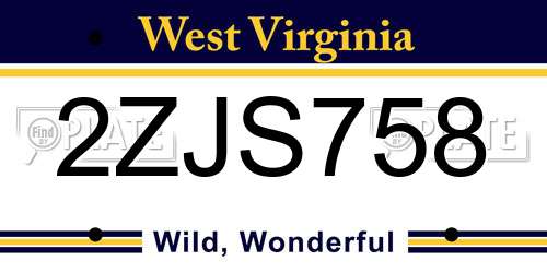 2ZJS758 West Virginia License Plate