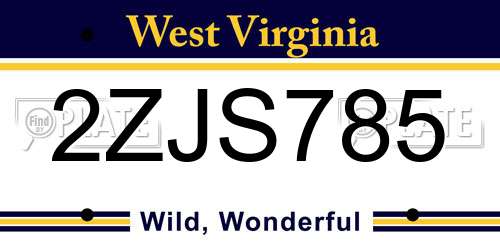 2ZJS785 West Virginia License Plate