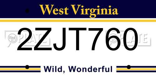 2ZJT760 West Virginia License Plate