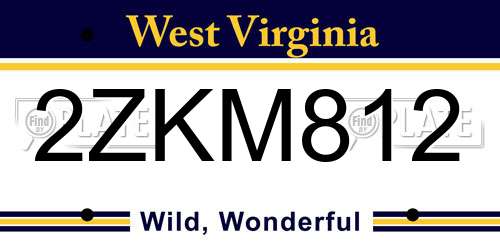 2ZKM812 West Virginia License Plate