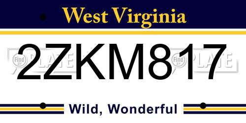 2ZKM817 West Virginia License Plate