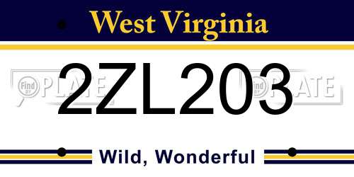 2ZL203 West Virginia License Plate
