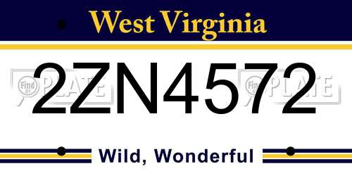 2ZN4572 West Virginia License Plate