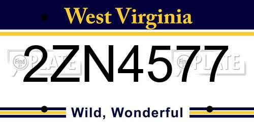 2ZN4577 West Virginia License Plate