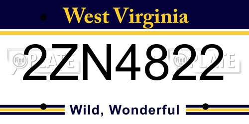 2ZN4822 West Virginia License Plate