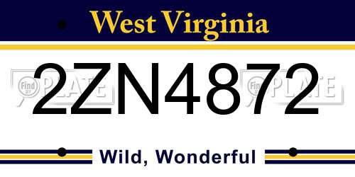 2ZN4872 West Virginia License Plate