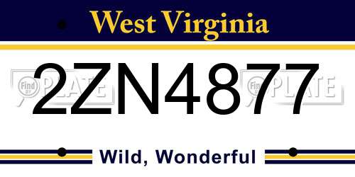 2ZN4877 West Virginia License Plate