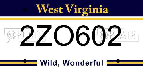 2ZO602 West Virginia License Plate