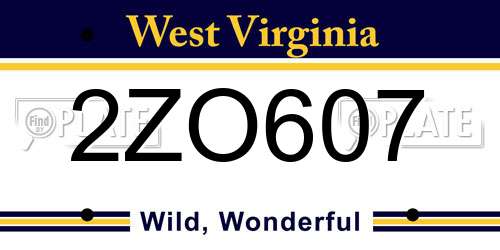 2ZO607 West Virginia License Plate