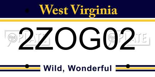2ZOG02 West Virginia License Plate