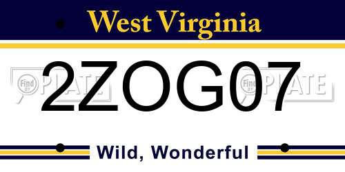 2ZOG07 West Virginia License Plate