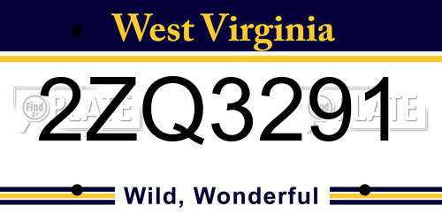 2ZQ3291 West Virginia License Plate