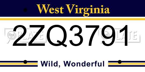 2ZQ3791 West Virginia License Plate