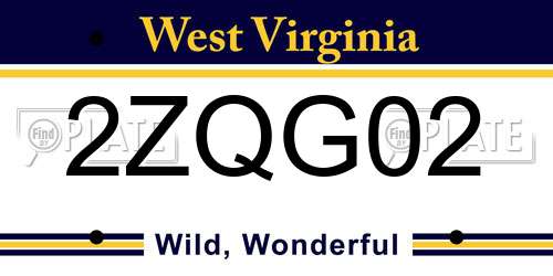 2ZQG02 West Virginia License Plate