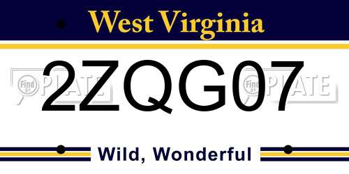 2ZQG07 West Virginia License Plate