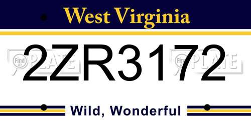 2ZR3172 West Virginia License Plate