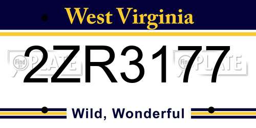 2ZR3177 West Virginia License Plate