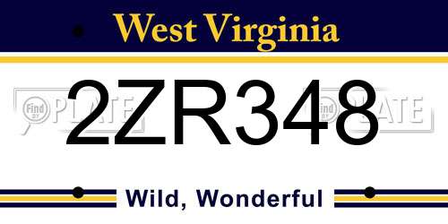 2ZR348 West Virginia License Plate