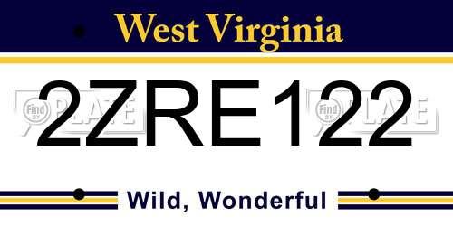 2ZRE122 West Virginia License Plate