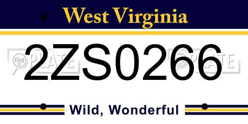 2ZS0266 West Virginia License Plate