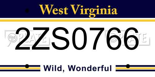 2ZS0766 West Virginia License Plate