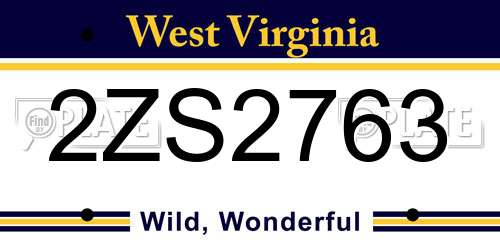 2ZS2763 West Virginia License Plate
