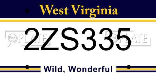 2ZS335 West Virginia License Plate