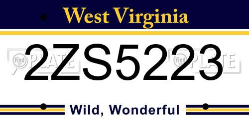 2ZS5223 West Virginia License Plate